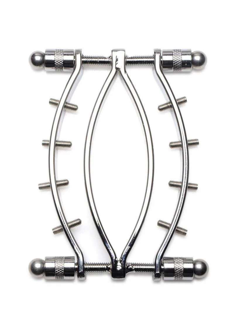 Master Series Spread 'Em Poker Stainless Steel Labia Clamp with Adjustable Pressure Screws - Image 4