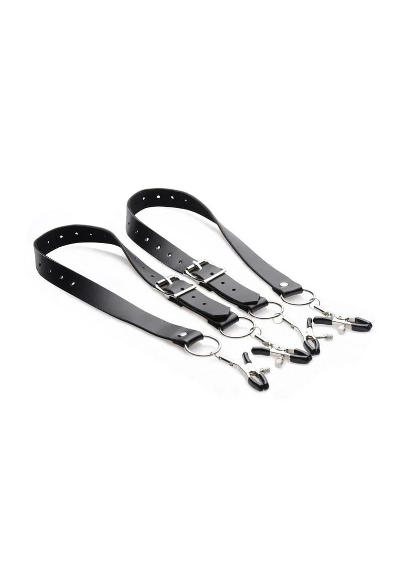 Master Series Spread Labia Spreader Straps with Clitoral Clamps - Image 4