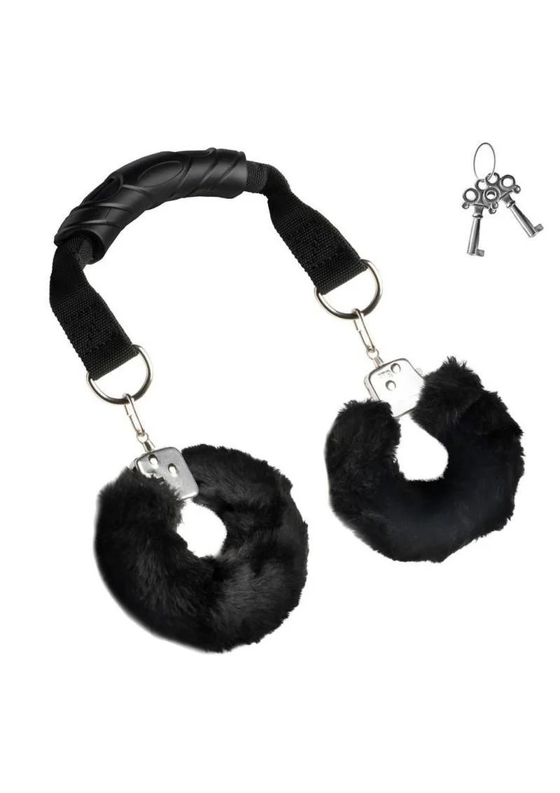 Master Series The Handler Furry Handcuffs with Handle