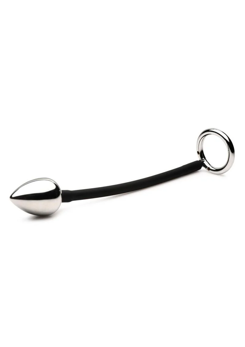 Master Series Tug + Plug Aluminum Cock and Ball Ring with Anal Plug - Image 4