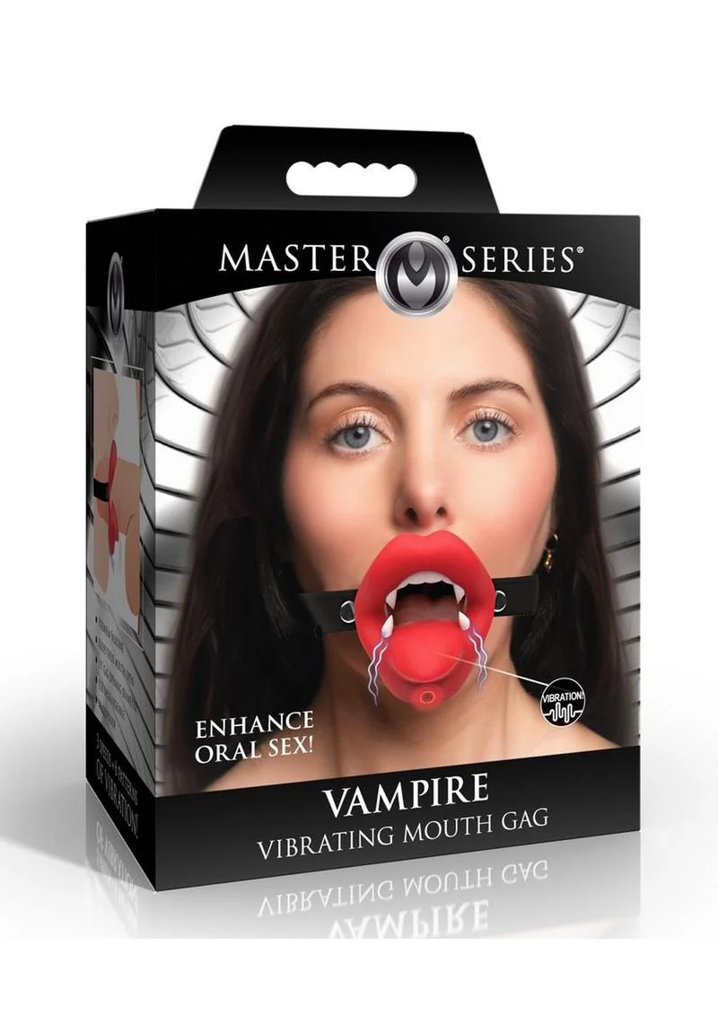 Master Series Vampire Vibrating Rechargeable Silicone Mouth Gag - Image 2