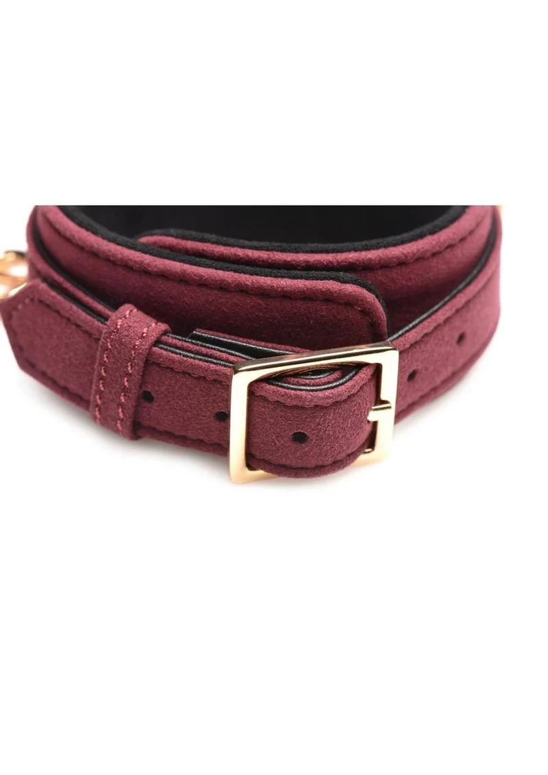 "Master Series Velvet Bondage Set Cuffs, Collar, and Leash" - Image 3