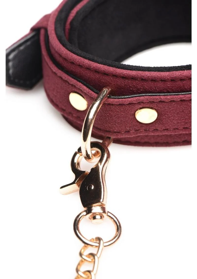 "Master Series Velvet Bondage Set Cuffs, Collar, and Leash" - Image 4