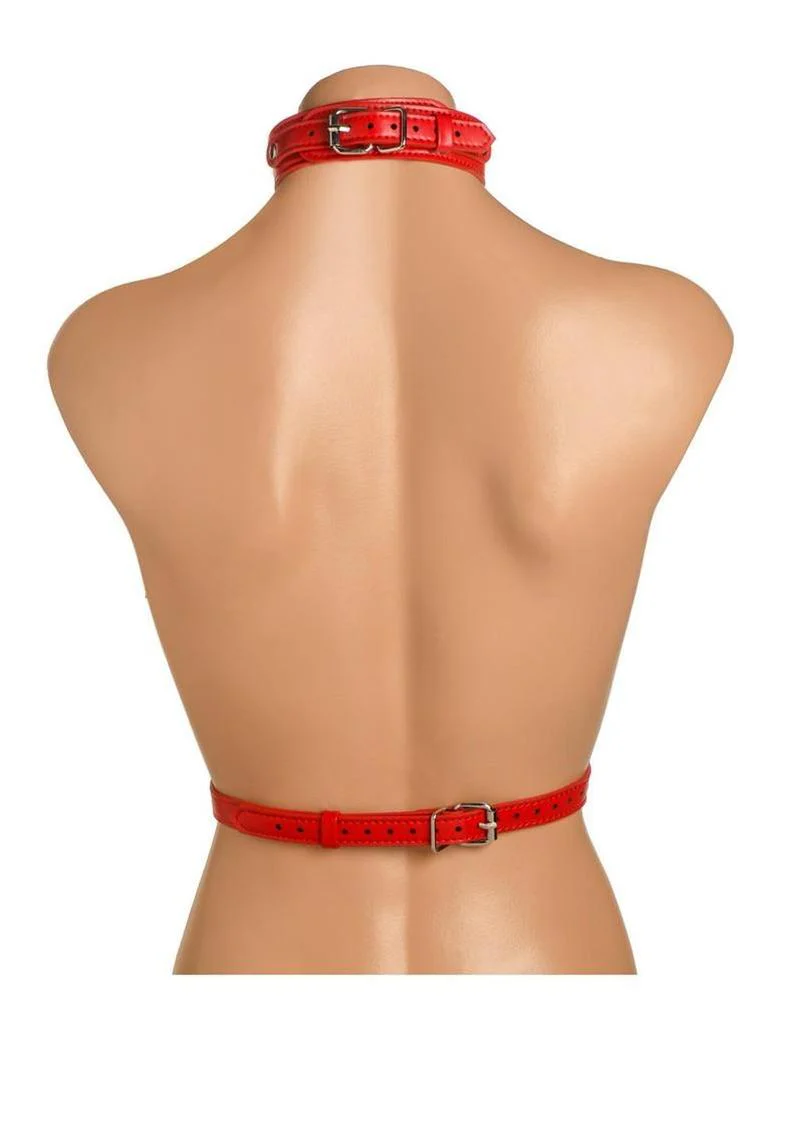 Master Series Vixen Female Chest Vegan Leather Harness - Image 12