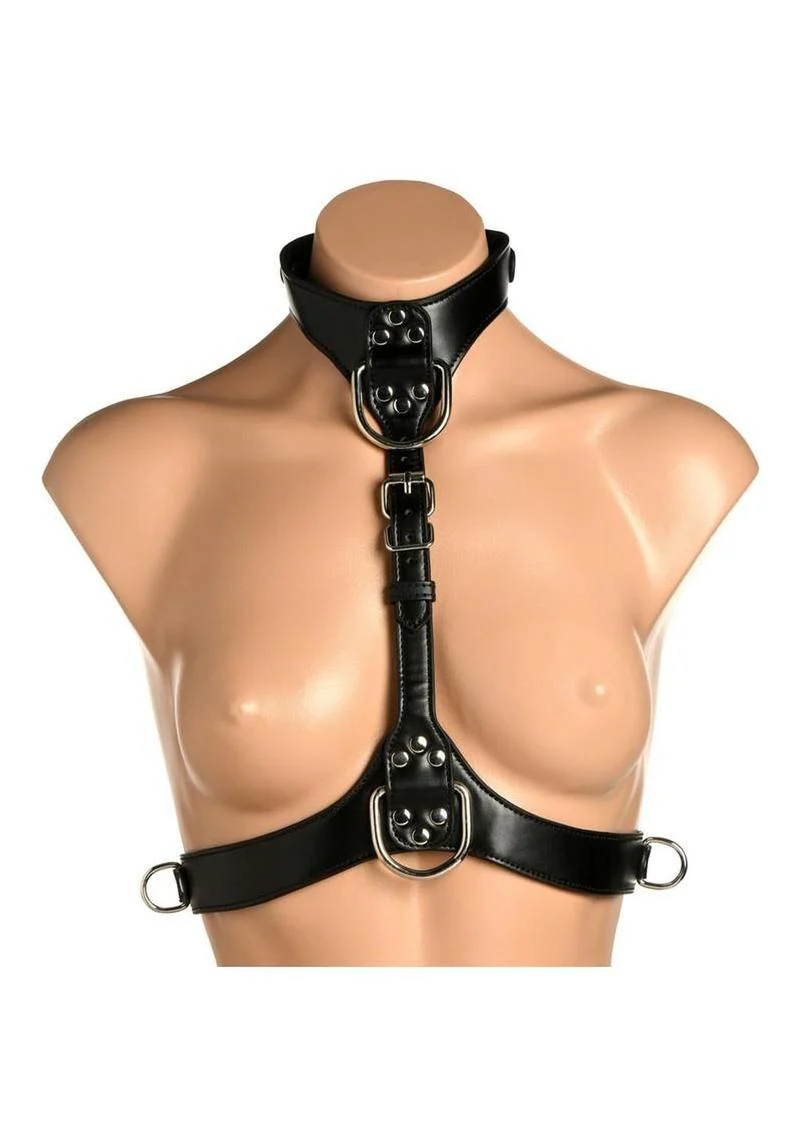 Master Series Vixen Female Chest Vegan Leather Harness - Image 5