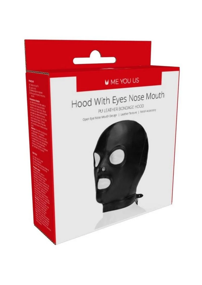 ME YOU US Hood with Eyes Nose Mouth Pu Leather Bondage Hood - Image 2