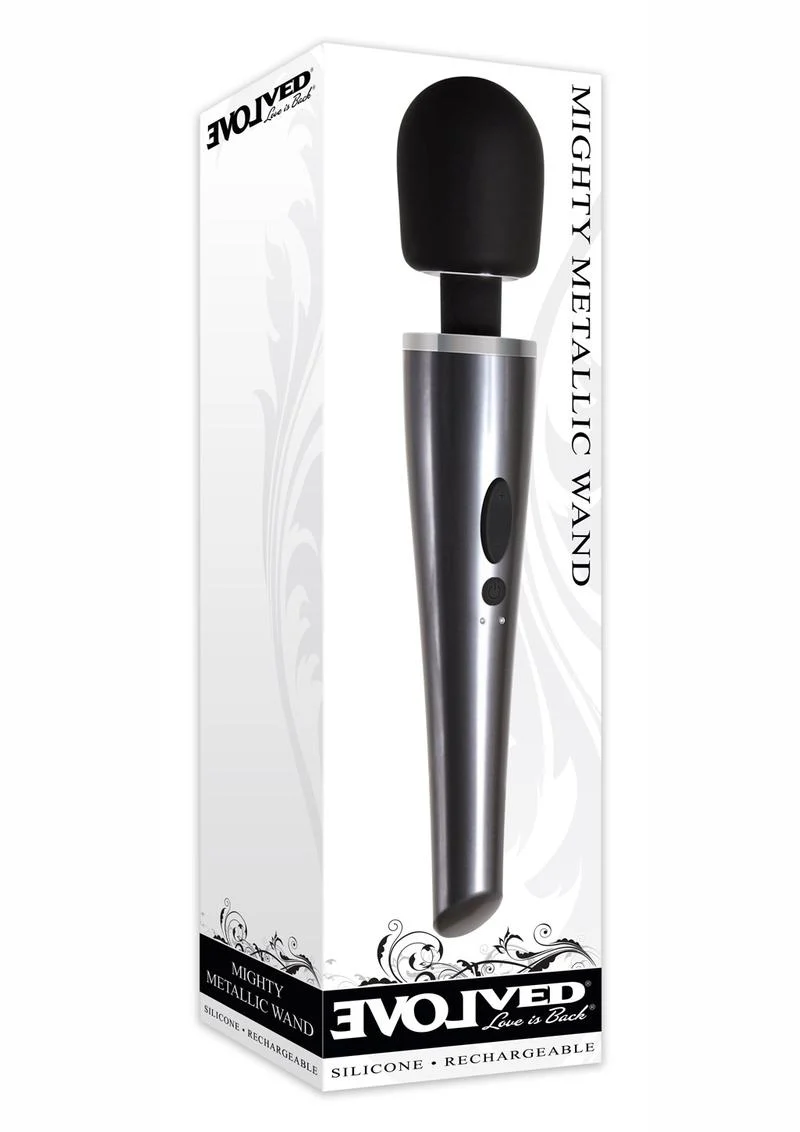 Mighty Metallic Wand Rechargeable Silicone Body Massager - Image 2