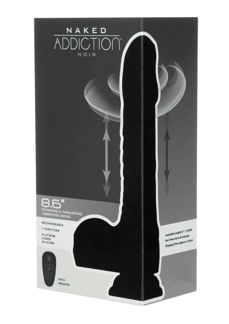 Naked Addiction Rotating and Thrusting Vibrating Rechargeable Silicone Dong - Image 2