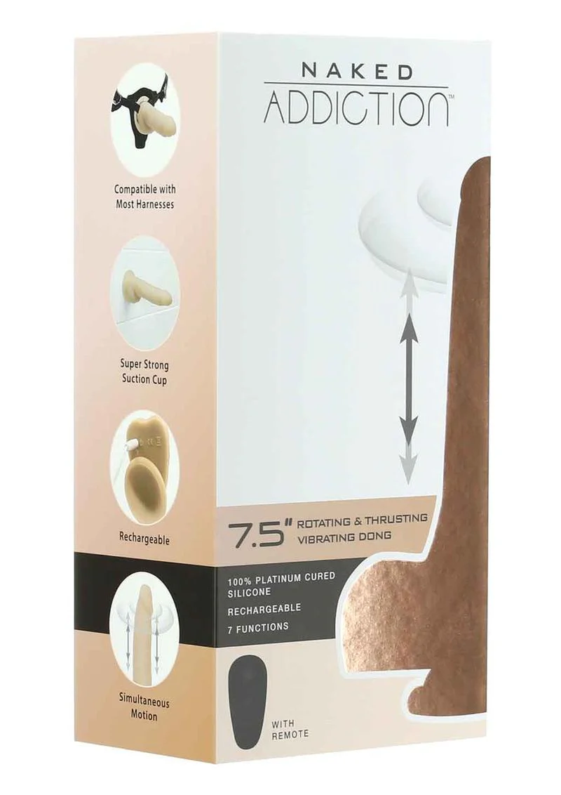 Naked Addiction Silicone Rechargeable Thrusting, Vibrating, and Rotating Dildo - Image 2