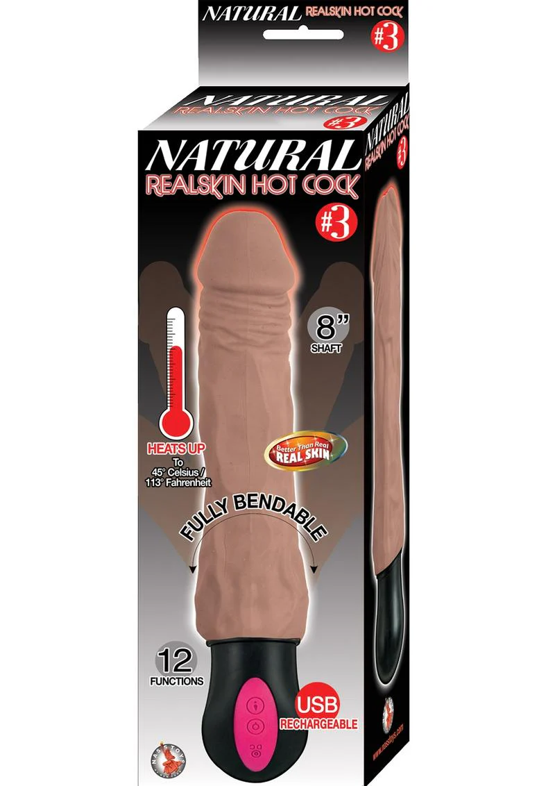 Natural Realskin Hot Cock 3 Rechargeable Warming Dildo - Image 2