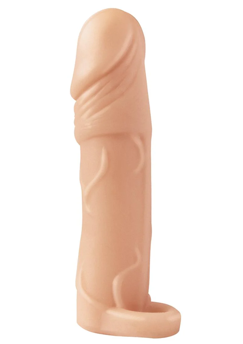 Natural Realskin Vibrating Penis Extender with Scrotum Ring - Image 2