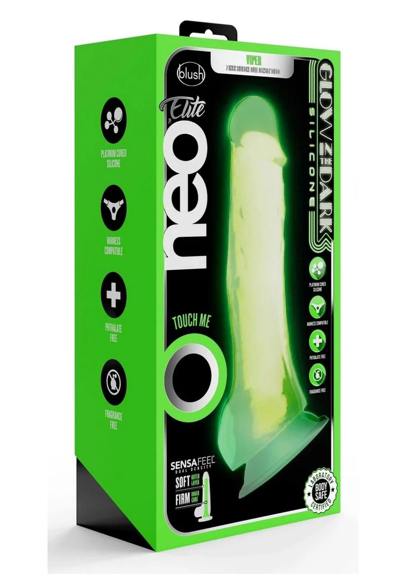 Neo Elite Glow In The Dark Dildo with Balls - Image 3