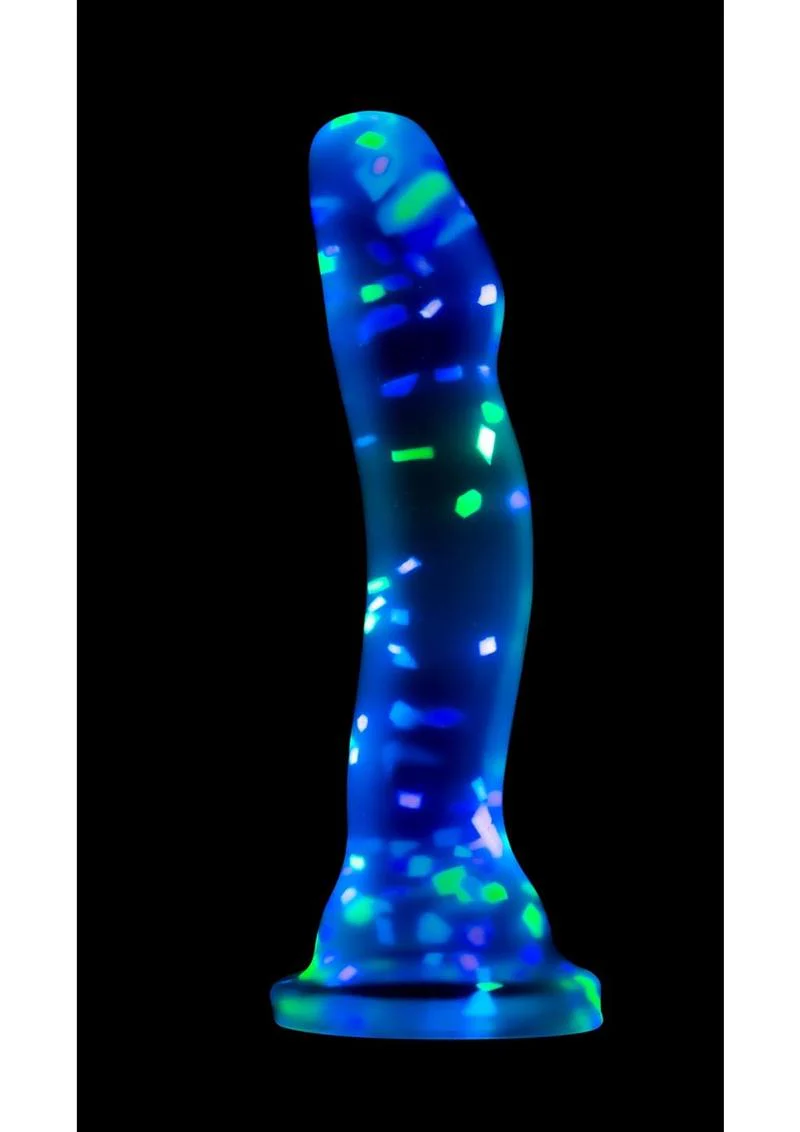 Neo Elite Glow In The Dark Silicone Hanky Panky Dildo 7.5in - Confetti - Image 4