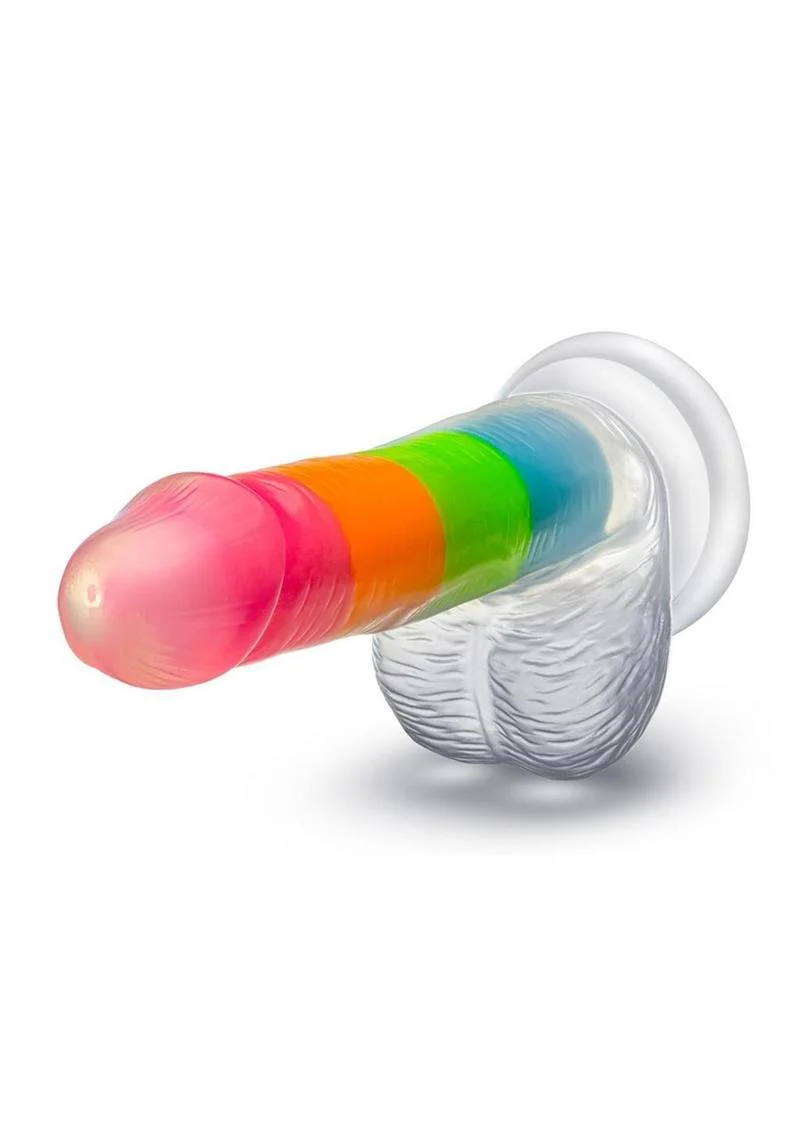 Neo Elite Glow In The Dark Silicone Rainbow Rave Dildo - Image 3