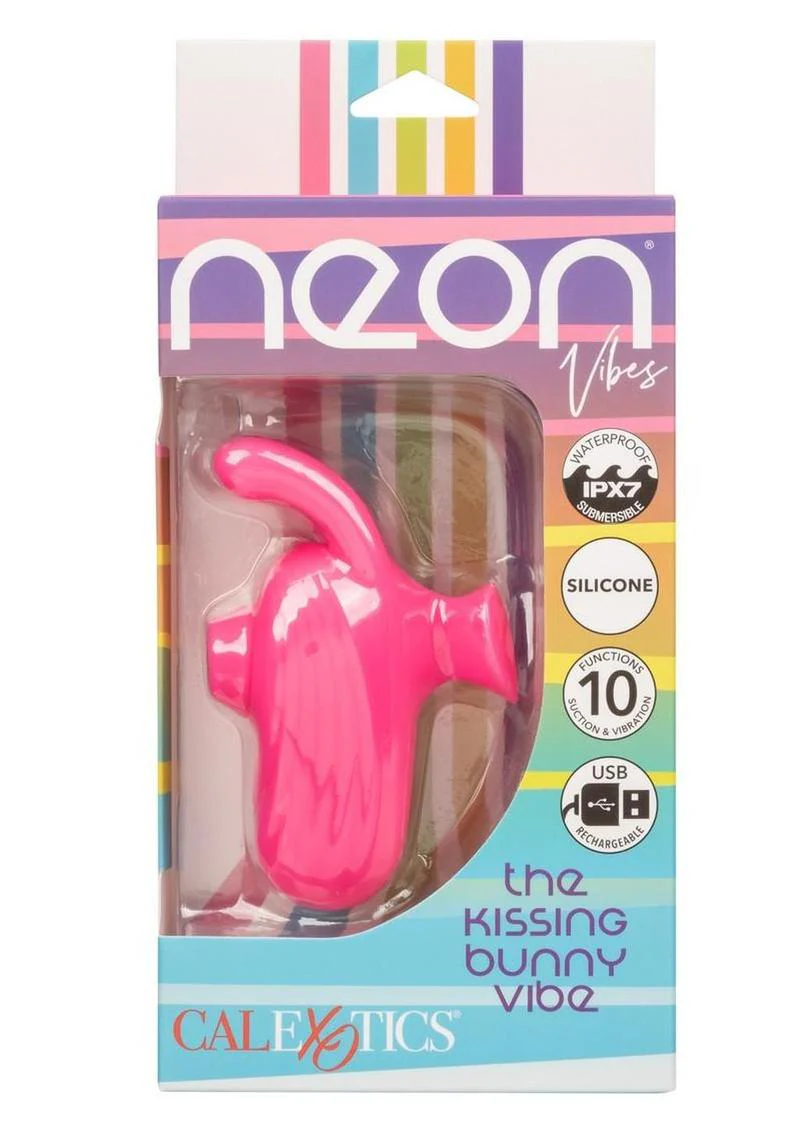 Neon Vibes Kissing Bunny Rechargeable Silicone Vibrator - Image 2