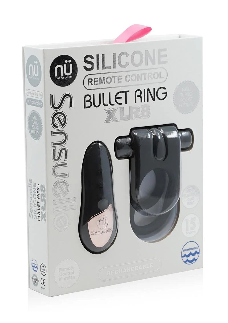 Nu Sensuelle Silicone Bullet Ring Xlr8 Rechargeable Vibrating Cock Ring with Remote Control - Image 3