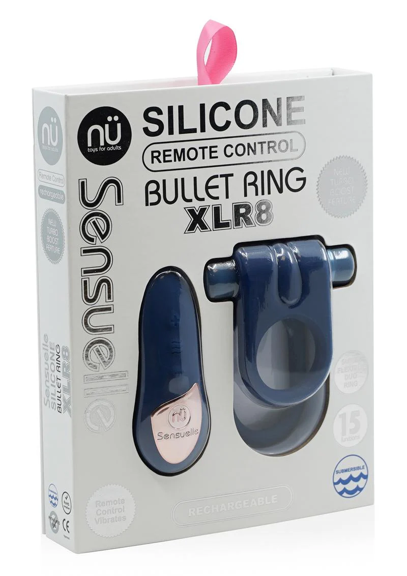 Nu Sensuelle Silicone Bullet Ring Xlr8 Rechargeable Vibrating Cock Ring with Remote Control - Image 4