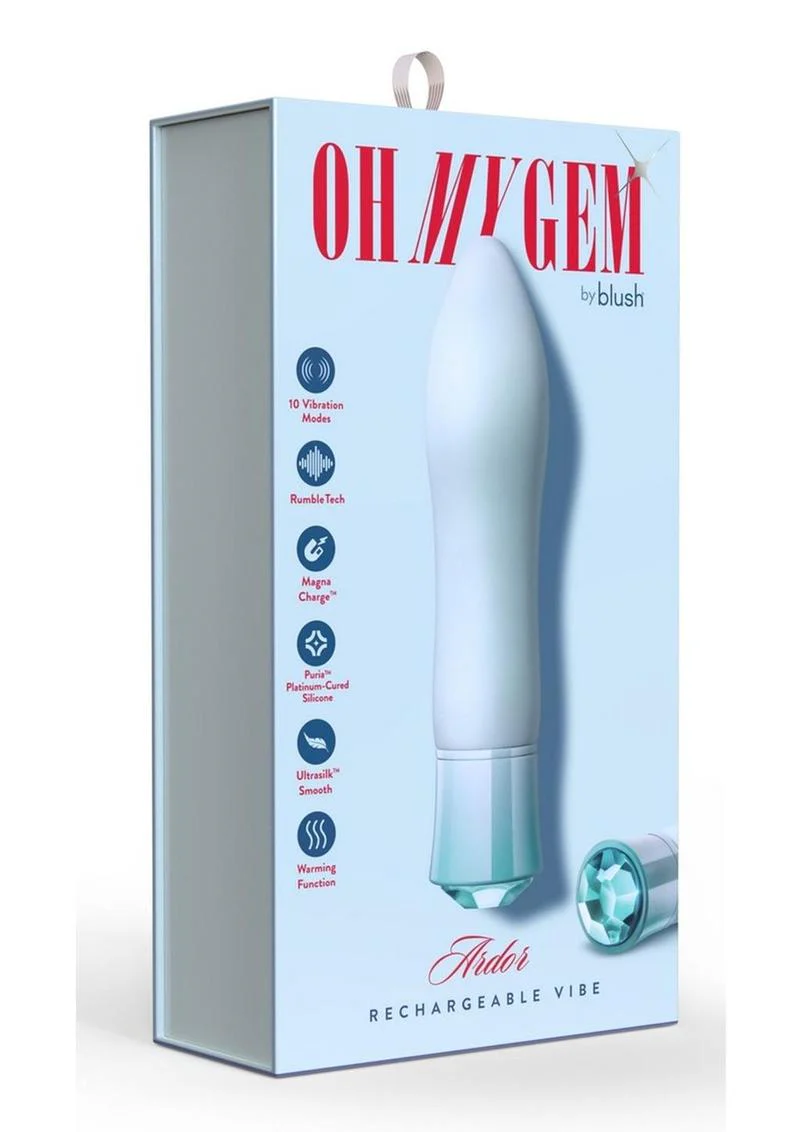 Oh My Gem Ardor Rechargeable Silicone Vibrator - Aquamarine - Image 2