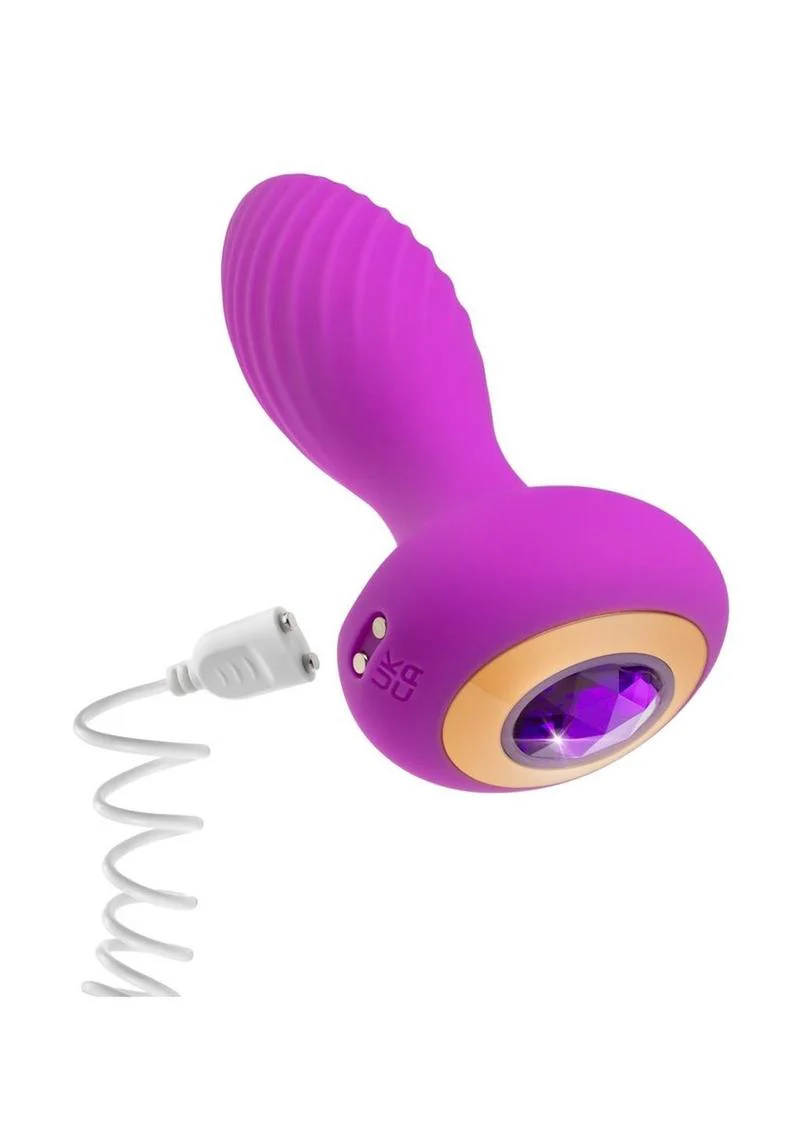 Oh My Gem Charm Rechargeable Silicone Anal Plug - Amethyst - Image 4