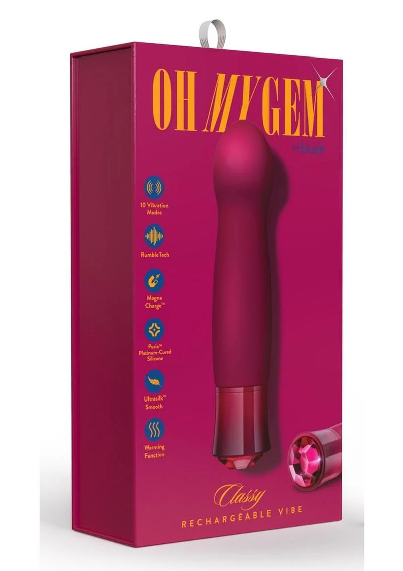 Oh My Gem Classy Rechargeable Silicone Vibrator - Garnet - Image 2