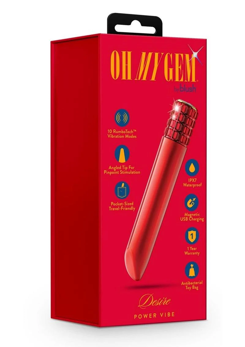 Oh My Gem Desire Rechargeable Bullet Vibrator - Ruby - Image 2