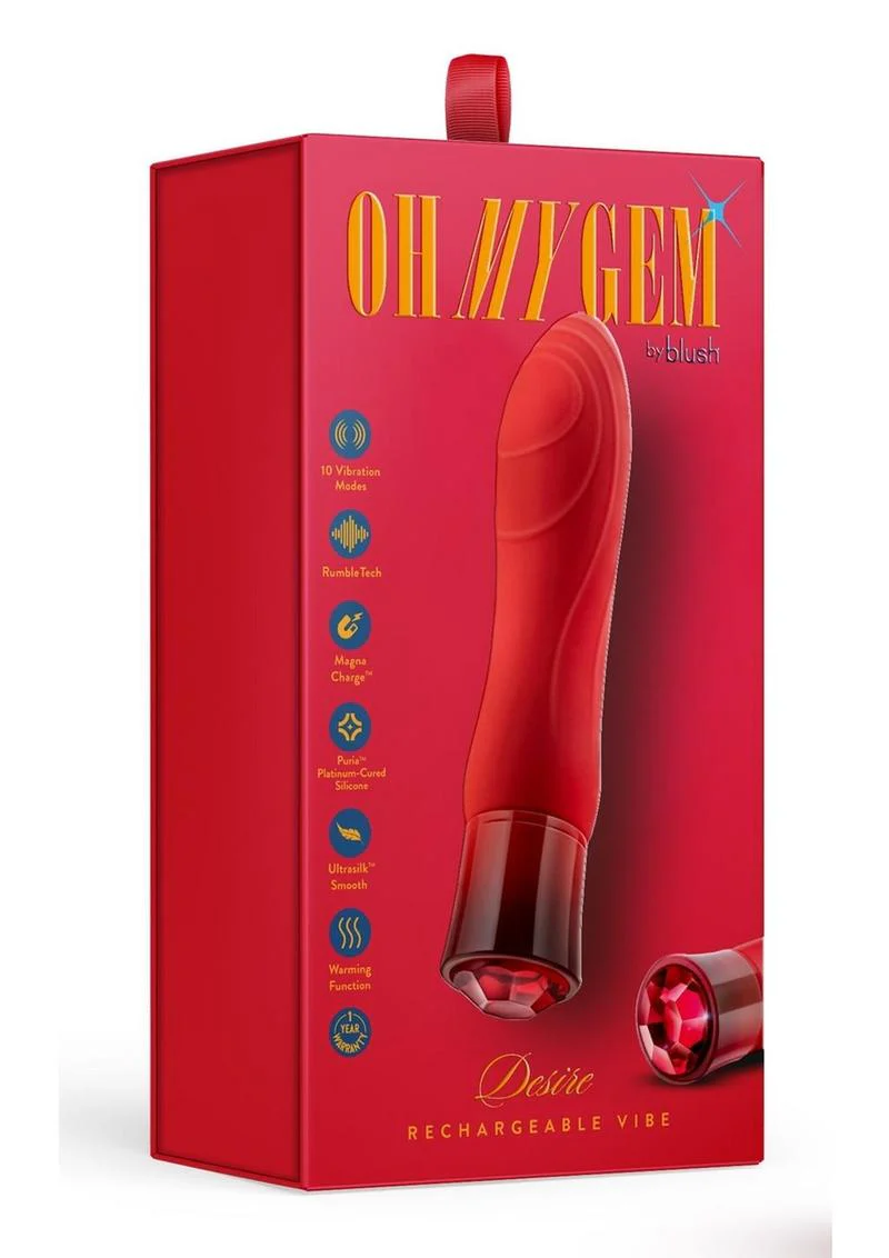 Oh My Gem Desire Rechargeable Silicone G-Spot Vibrator - Ruby - Image 2