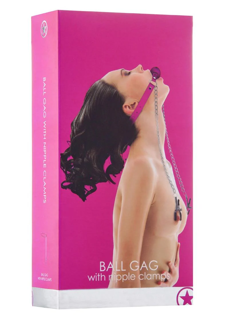 Ouch! Ball Gag with Nipple Clamps - Image 2