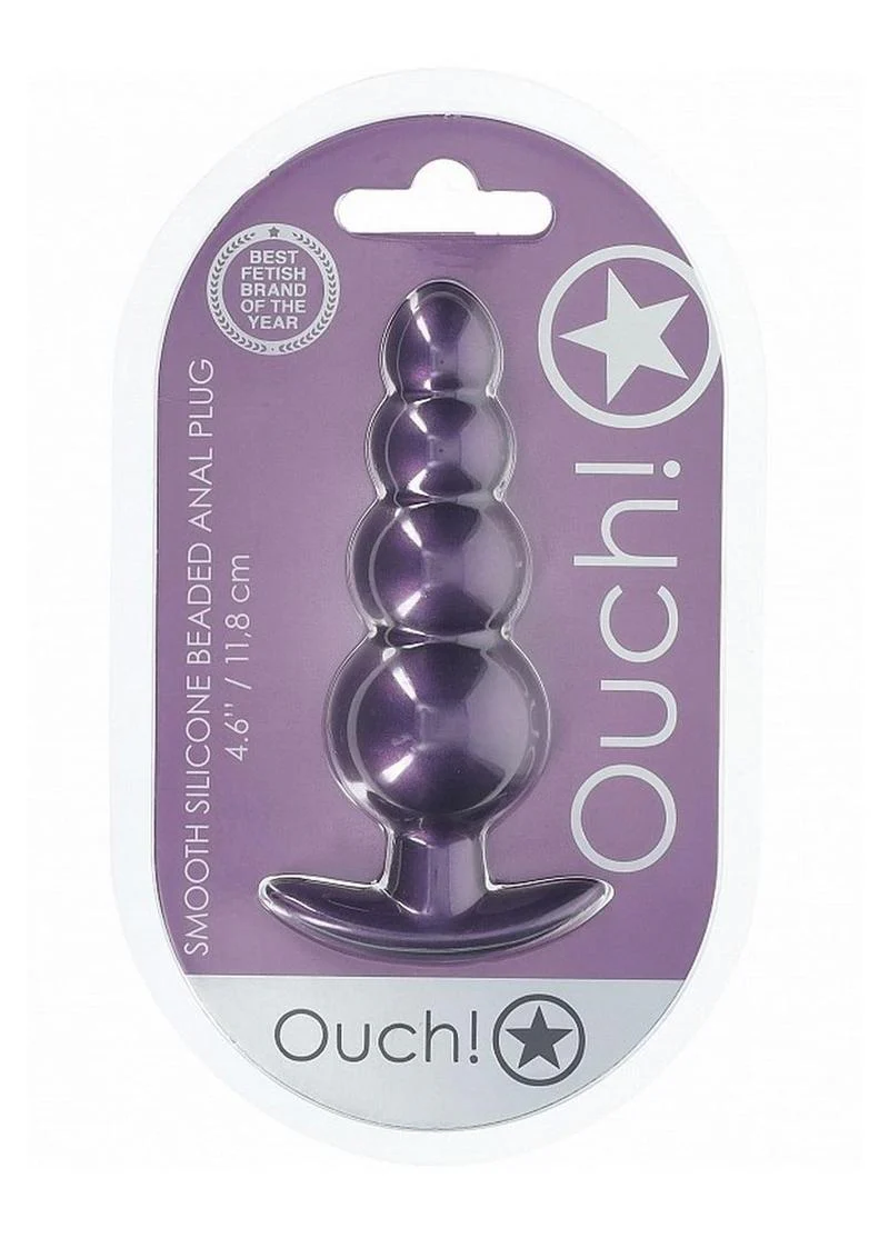 Ouch! Beaded Anal Plug Silicone - Metallic - Image 2