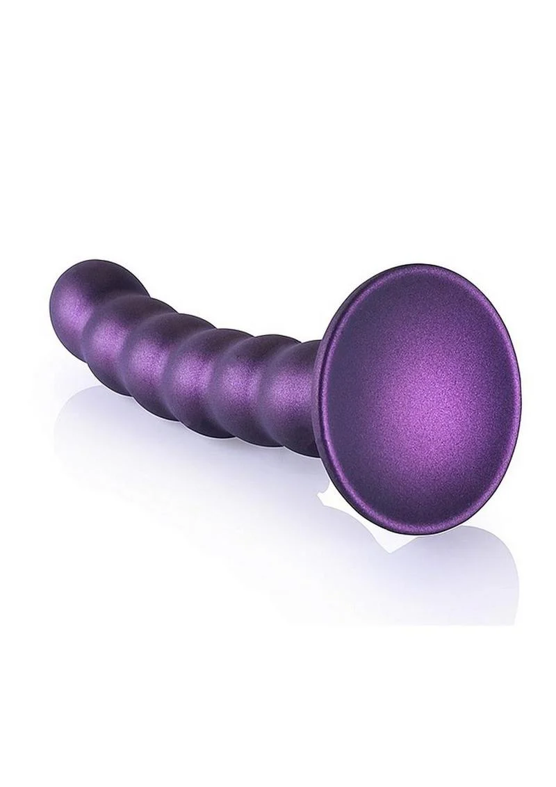 Ouch! Beaded G-Spot Silicone Dildo 5in - Metallic - Image 4