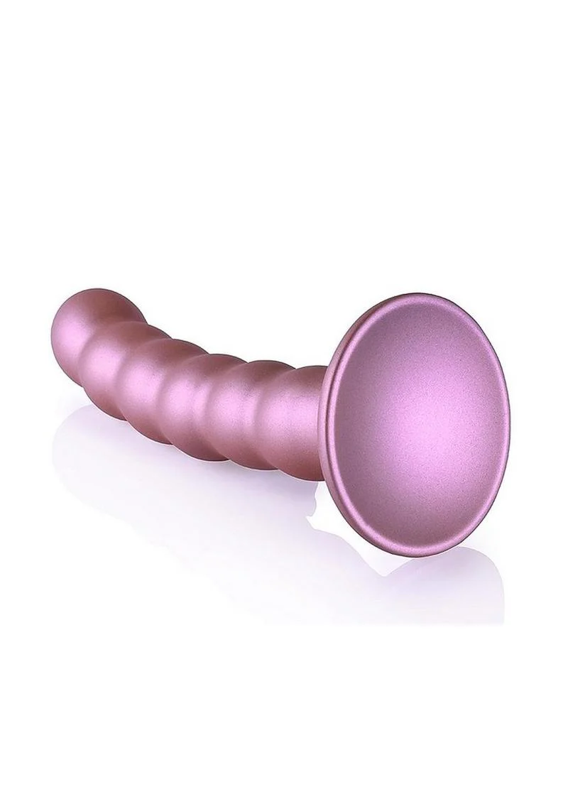Ouch! Beaded G-Spot Silicone Dildo 5in - Metallic - Image 7