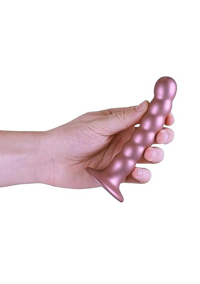 Ouch! Beaded G-Spot Silicone Dildo 5in - Metallic - Image 8
