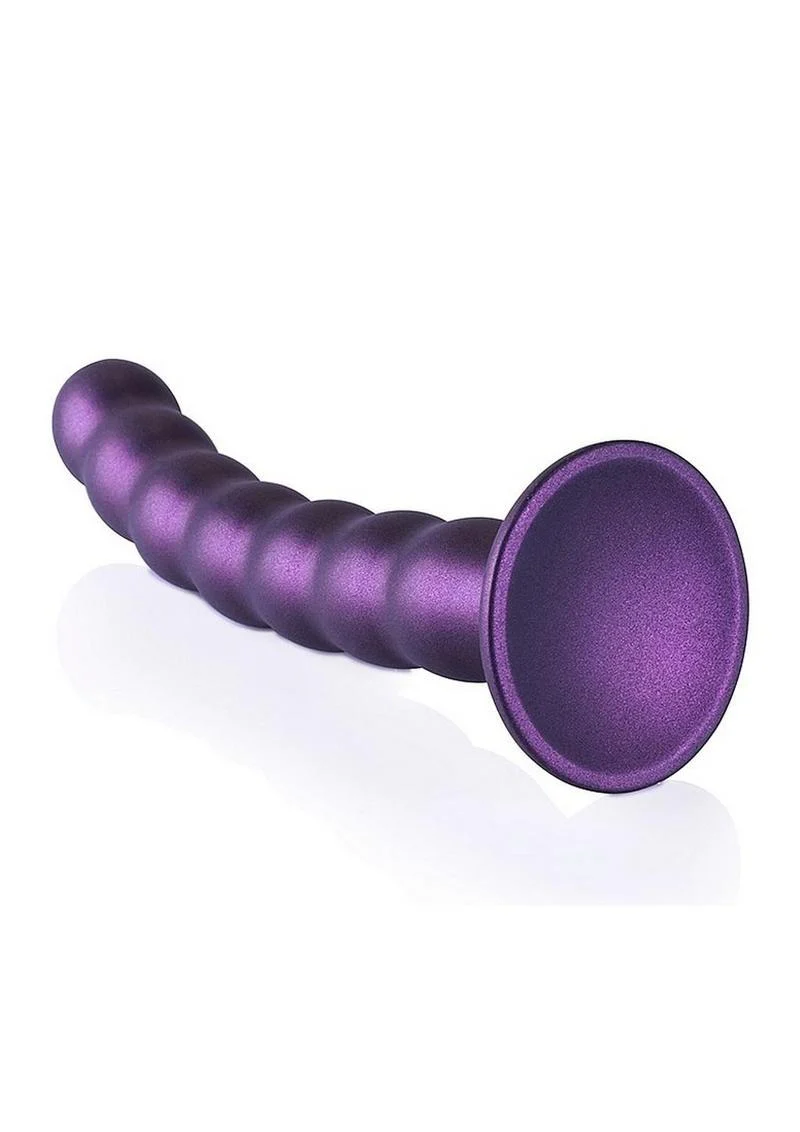 Ouch! Beaded G-Spot Silicone Dildo 8in - Metallic - Image 7
