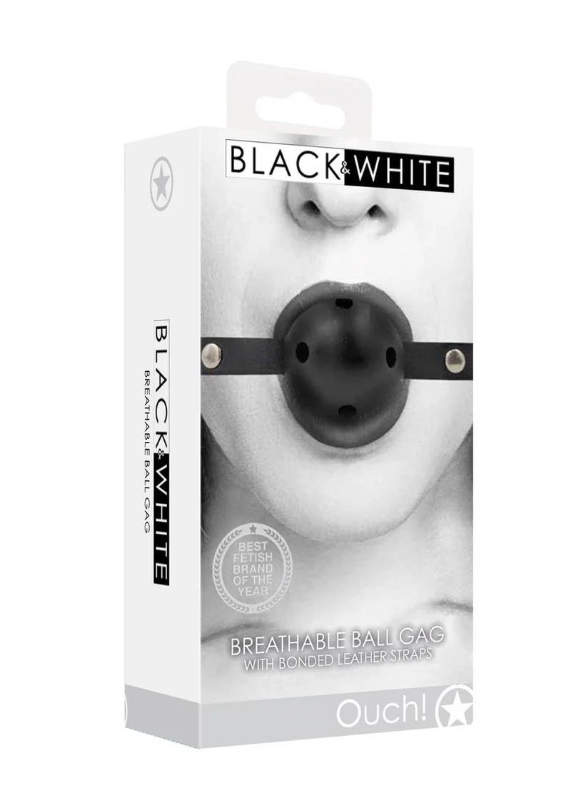 Ouch! Breathable Ball Gag with Bonded Leather Straps - Image 2