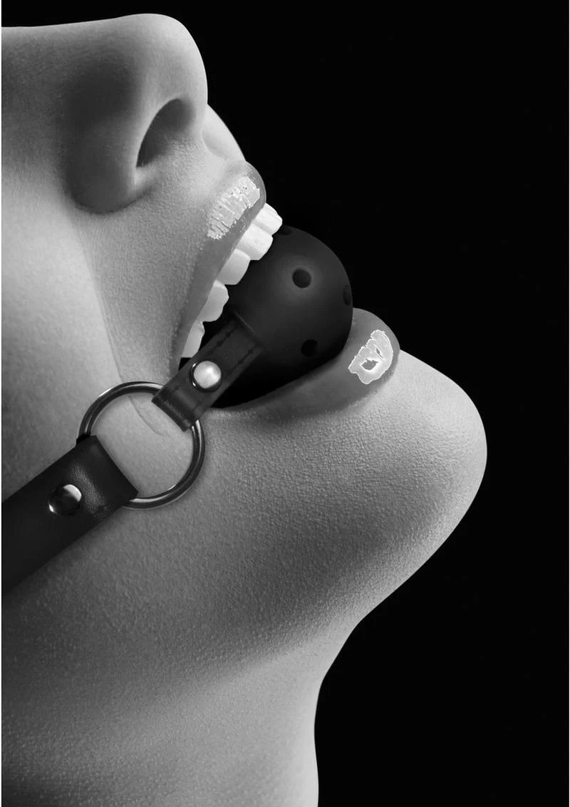 Ouch! Breathable Ball Gag with Bonded Leather Straps - Image 4