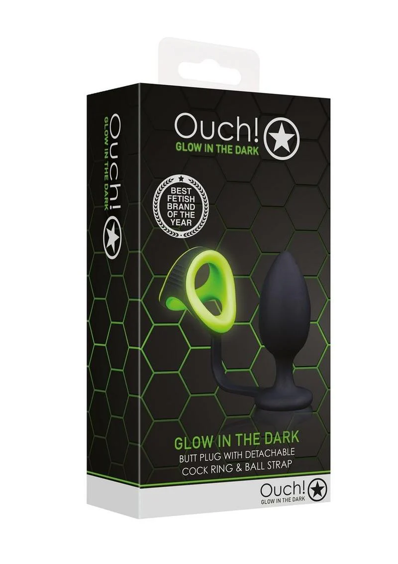 Ouch! Butt Plug with Cock Ring and Ball Strap Silicone - Image 2