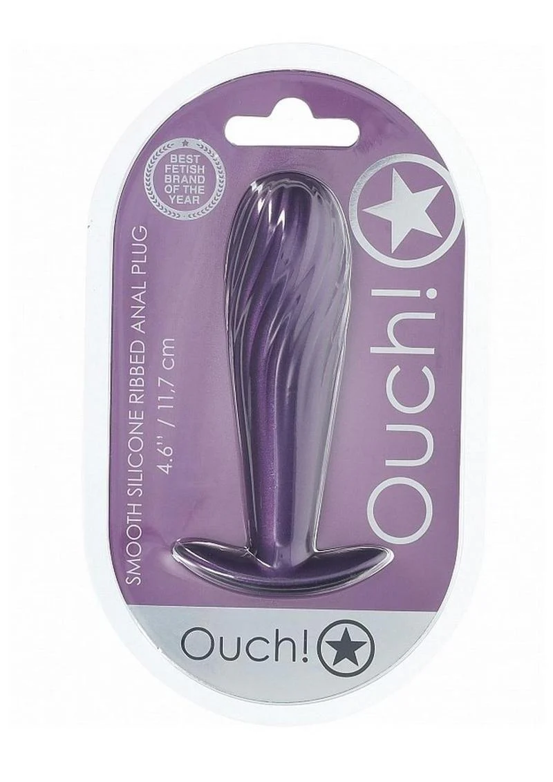 Ouch! Ribbed Anal Plug Silicone - Metallic - Image 2