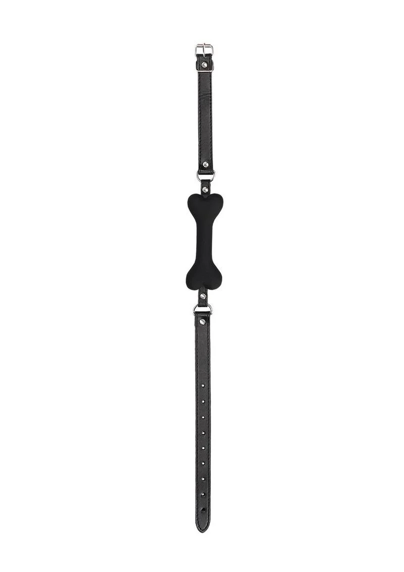 Ouch! Silicone Bone Gag with Adjustable Bonded Leather Straps - Image 3