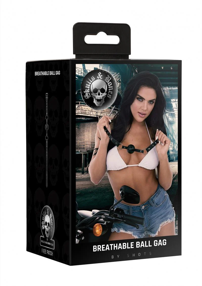 Ouch! Skulls and Bones Breathable Ball Gag Leather - Image 2