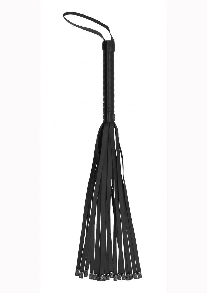 Ouch! Skulls and Bones Leather Whip with Skulls - Image 2
