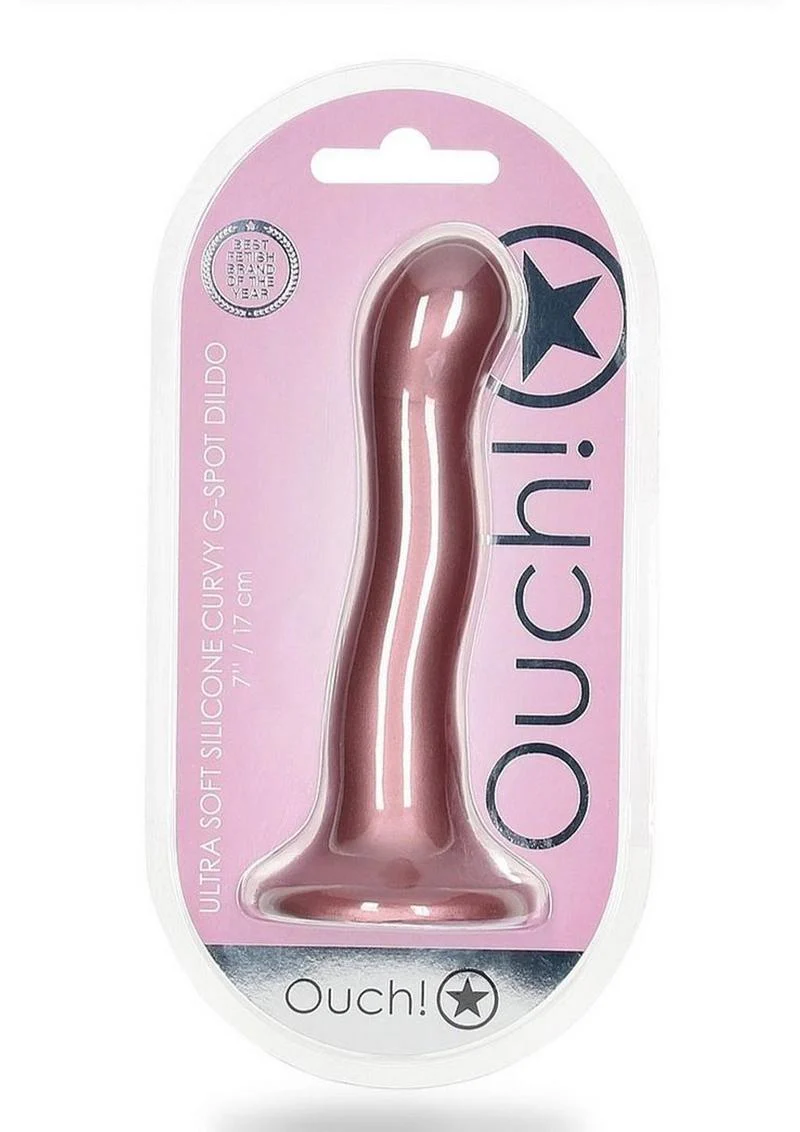 Ouch! Ultra Soft Curvy G-Spot Silicone Dildo 7in - Mettalic - Image 2