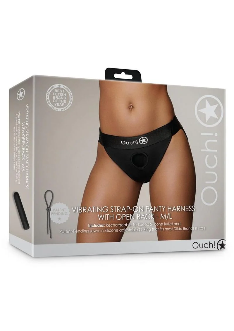 Ouch! Vibrating Strap-On Panty Harness with Open Back Rechargeable - Image 10