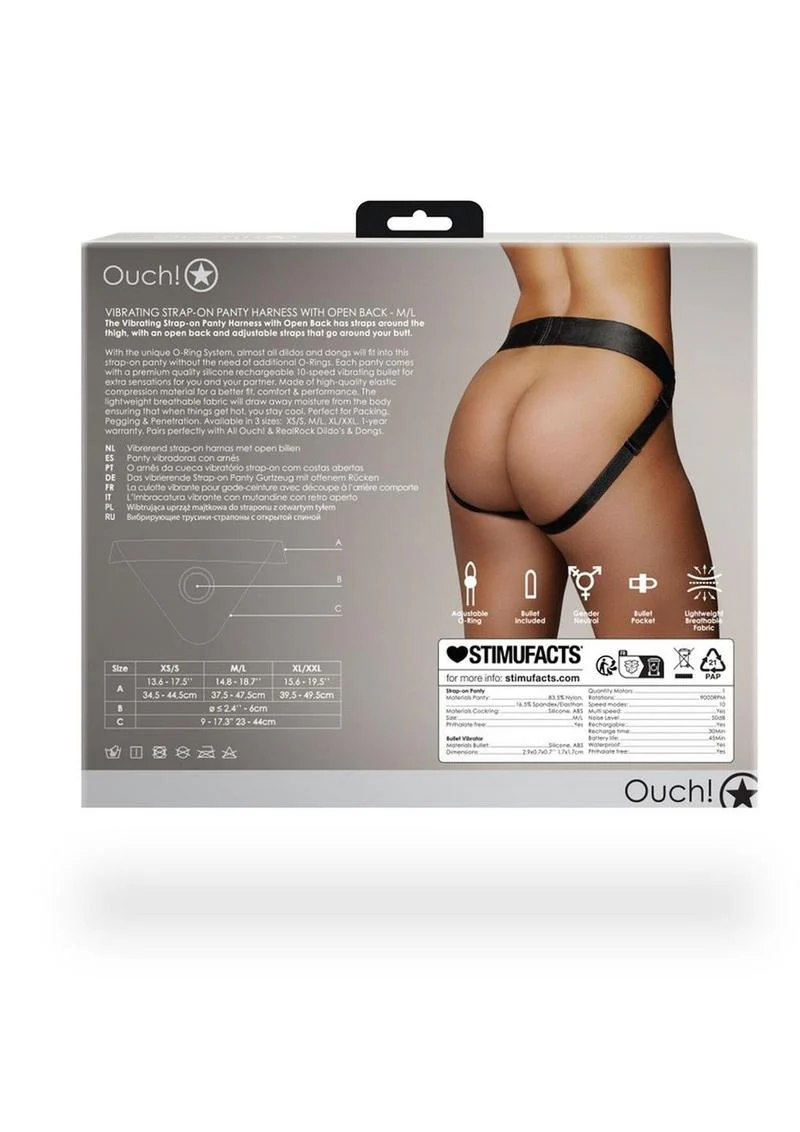Ouch! Vibrating Strap-On Panty Harness with Open Back Rechargeable - Image 12