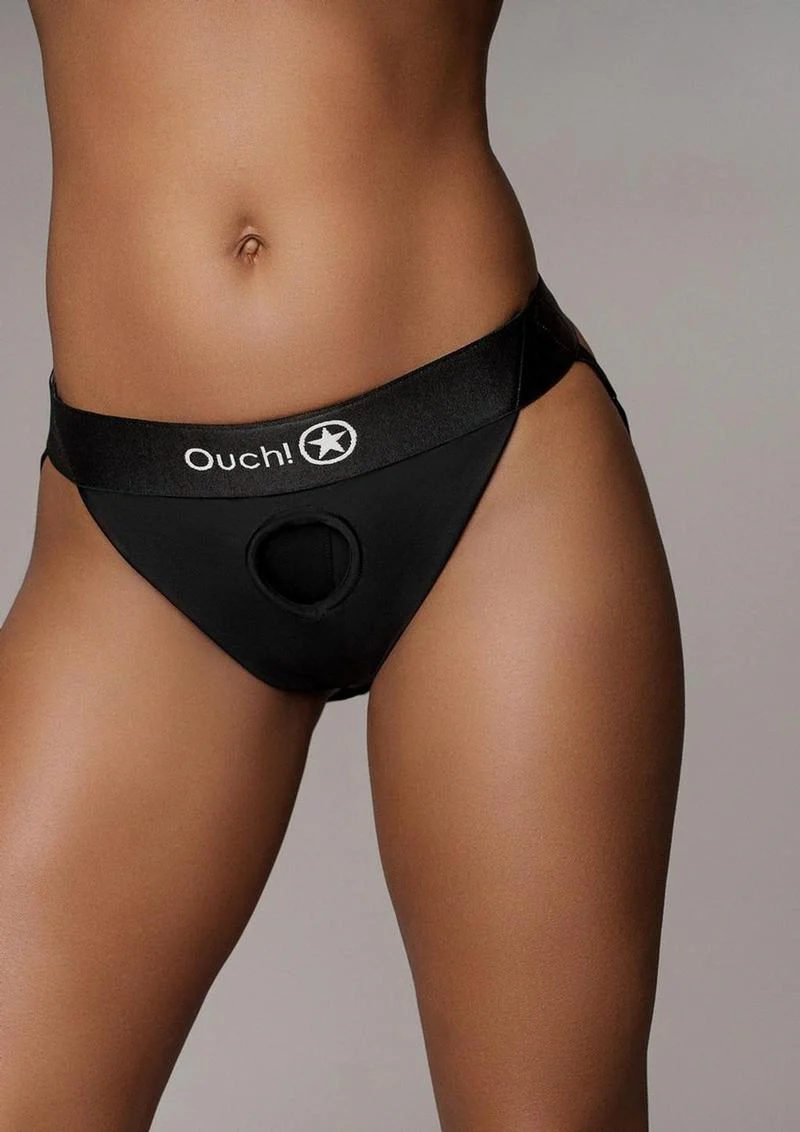 Ouch! Vibrating Strap-On Panty Harness with Open Back Rechargeable - Image 3