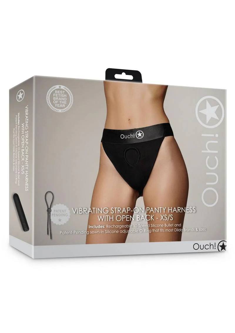 Ouch! Vibrating Strap-On Panty Harness with Open Back Rechargeable - Image 4