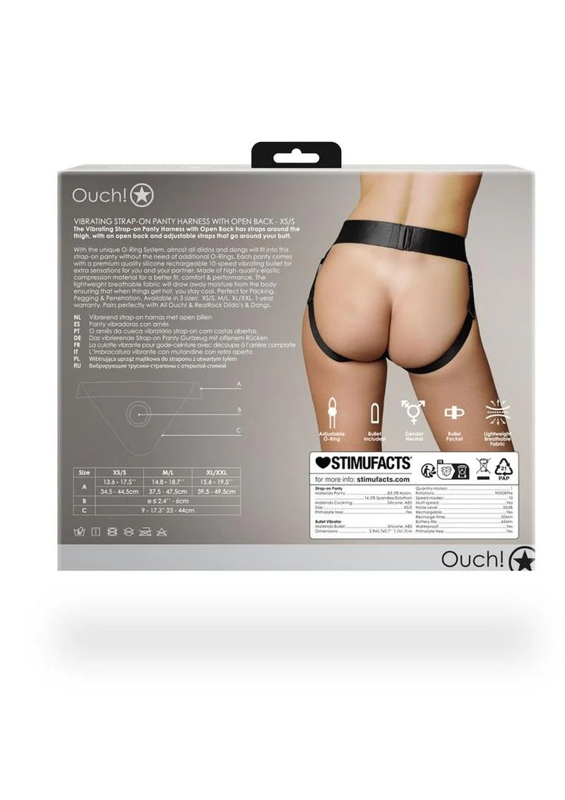 Ouch! Vibrating Strap-On Panty Harness with Open Back Rechargeable - Image 6