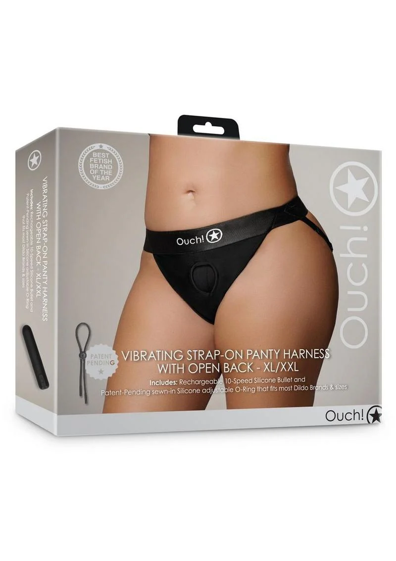 Ouch! Vibrating Strap-On Panty Harness with Open Back Rechargeable - Image 7