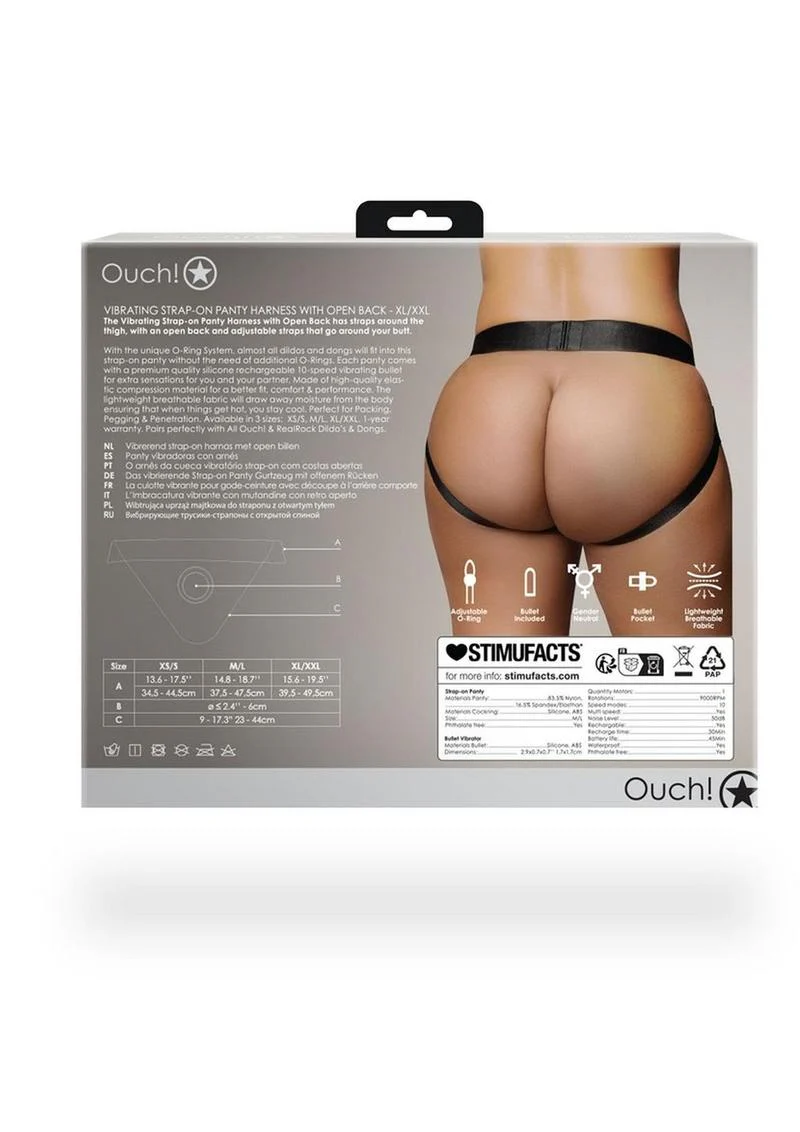 Ouch! Vibrating Strap-On Panty Harness with Open Back Rechargeable - Image 9