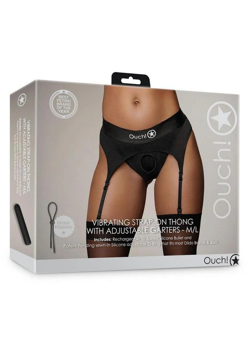 Ouch! Vibrating Strap-On Thong with Adjustable Garters Rechargeable - Image 10