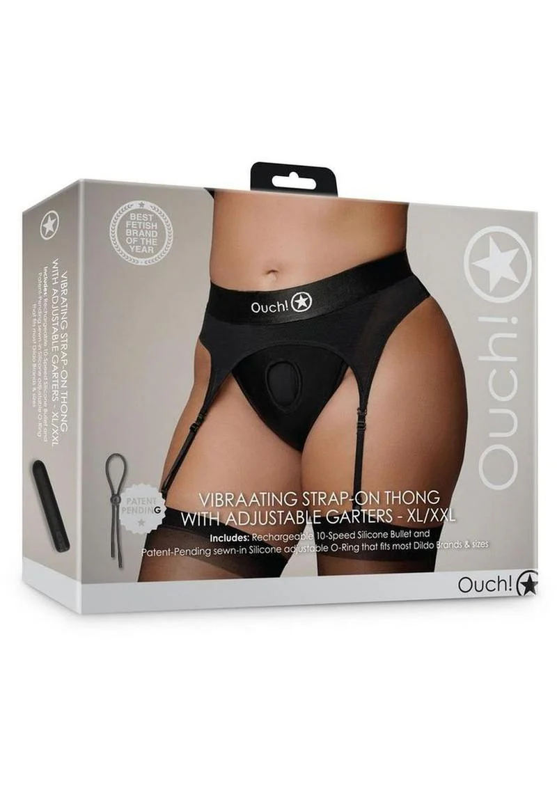 Ouch! Vibrating Strap-On Thong with Adjustable Garters Rechargeable - Image 7