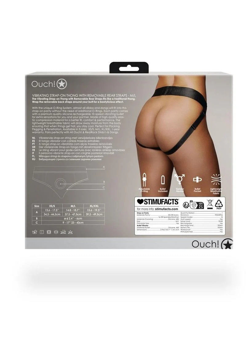 Ouch! Vibrating Strap-On Thong with Removable Butt Straps Rechargeable - Image 12